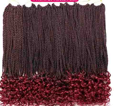 URNice Prelooped Crochet Box Braids Hair With Curly Ends