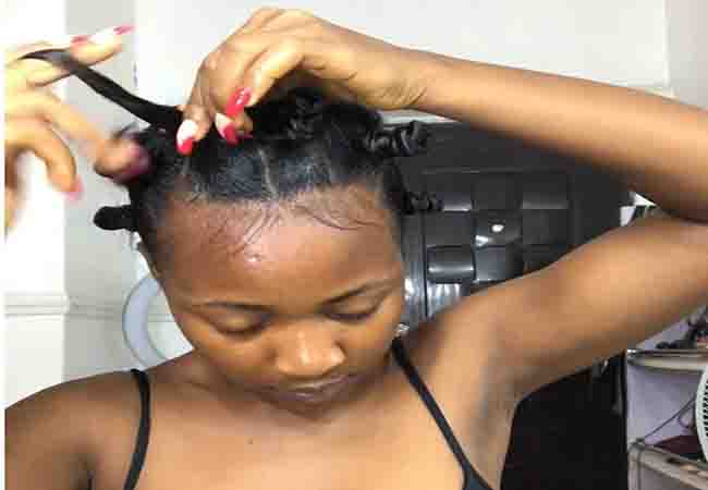 Bantu Knots on Relaxed Hair