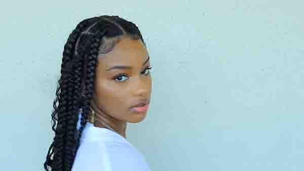 Knotless braids with curly ends