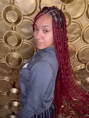Red Knotless Braids With Curly Ends