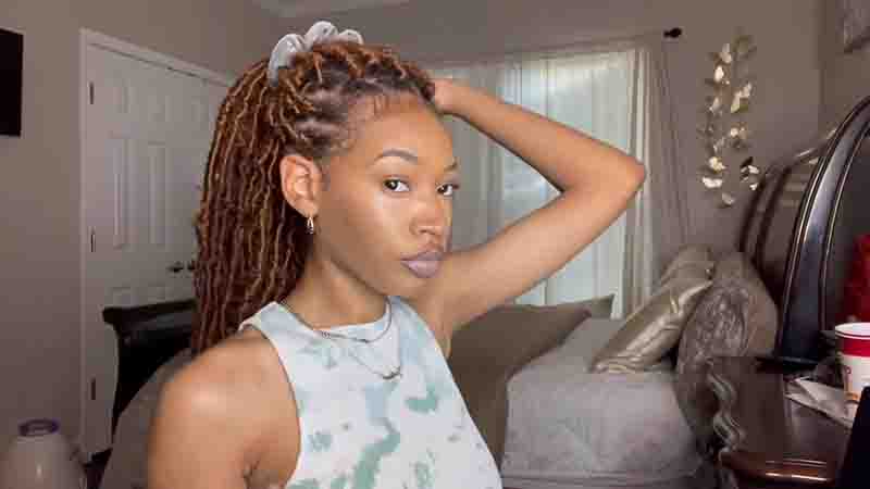 Short soft locs with color variations