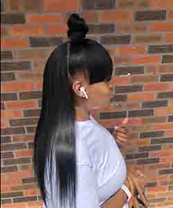 Natural Blend of Weave Hairstyles with Bangs