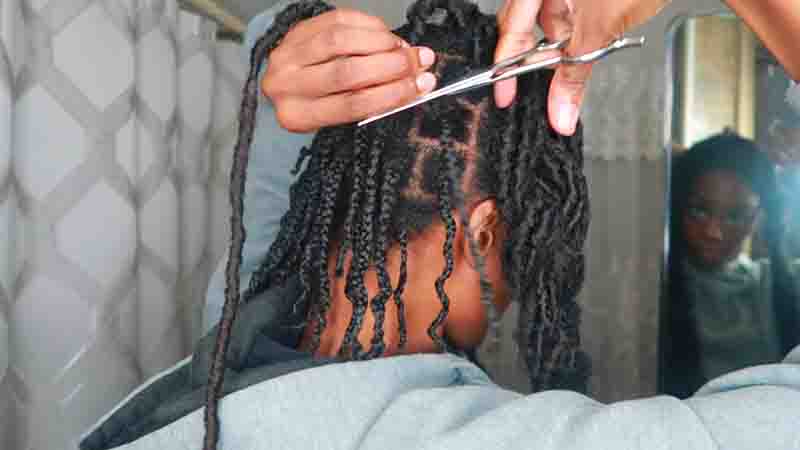Visual steps for removing and refreshing faux locs